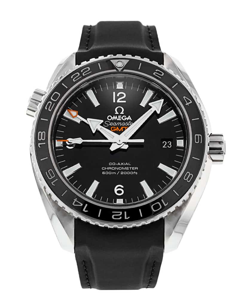 Omega Seamaster Planet Ocean 600M GMT Black Dial Rubber Strap Men's Watch