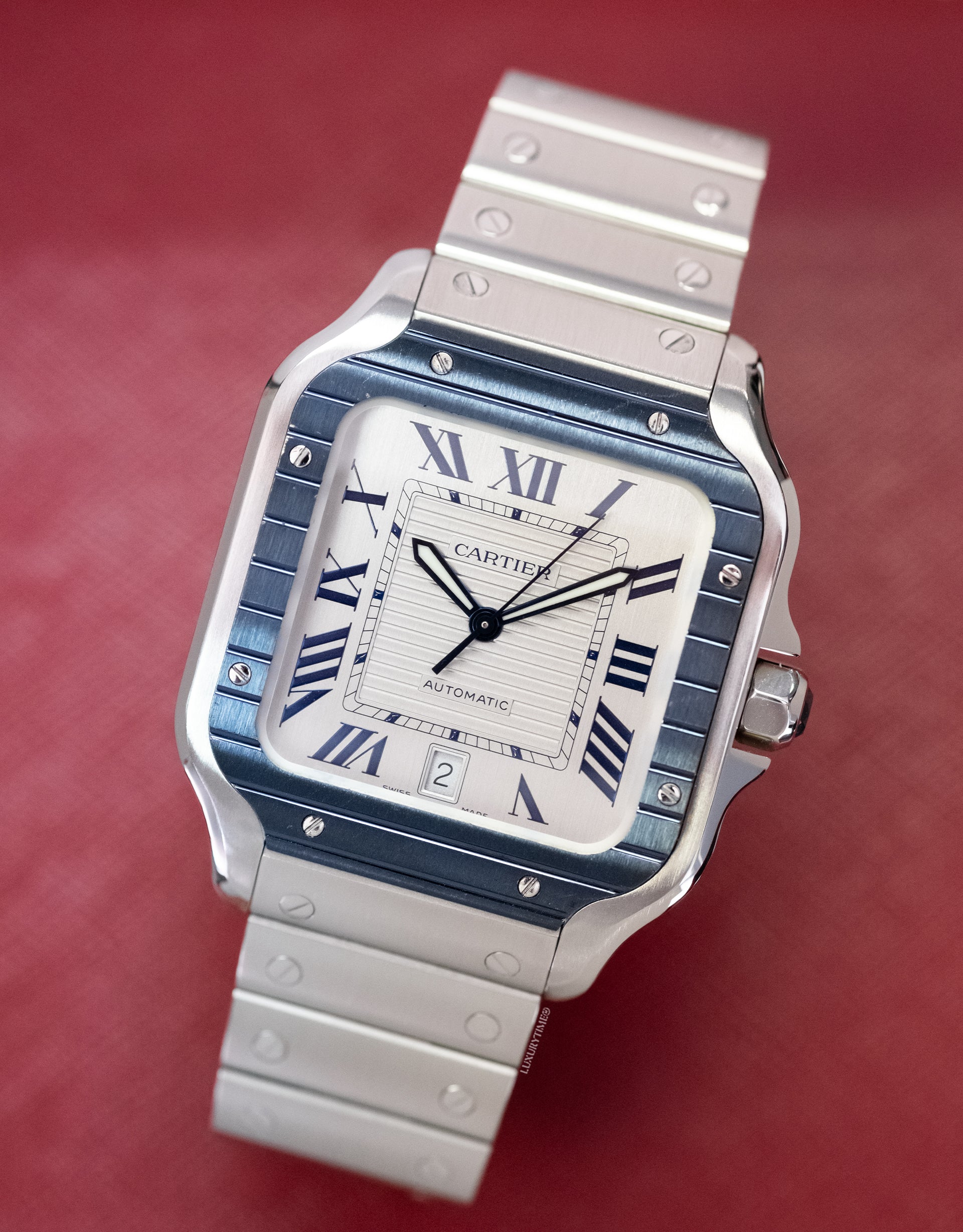 Cartier Santos De Automatic Silver Dial Men's Watch