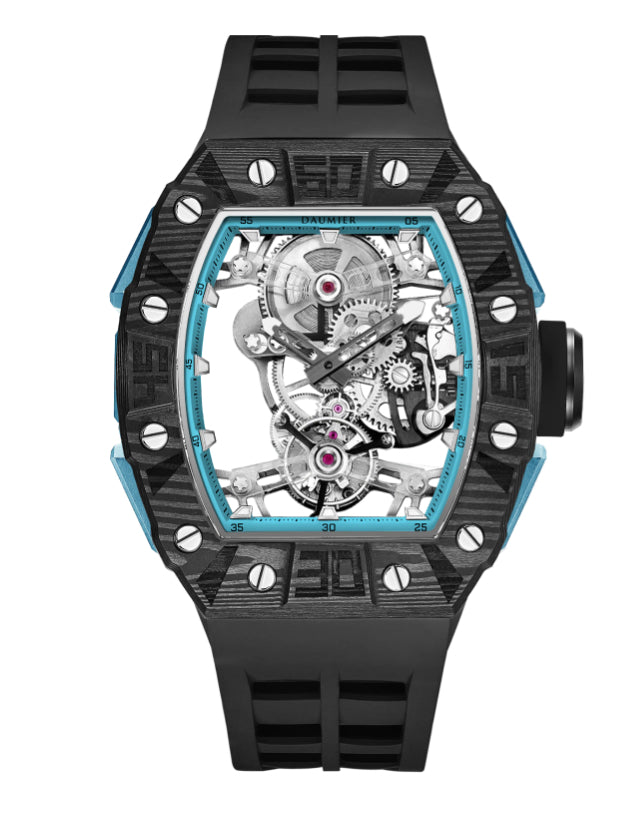 Daumier Skeleton Tourbillon Black & Blue Men's Watch