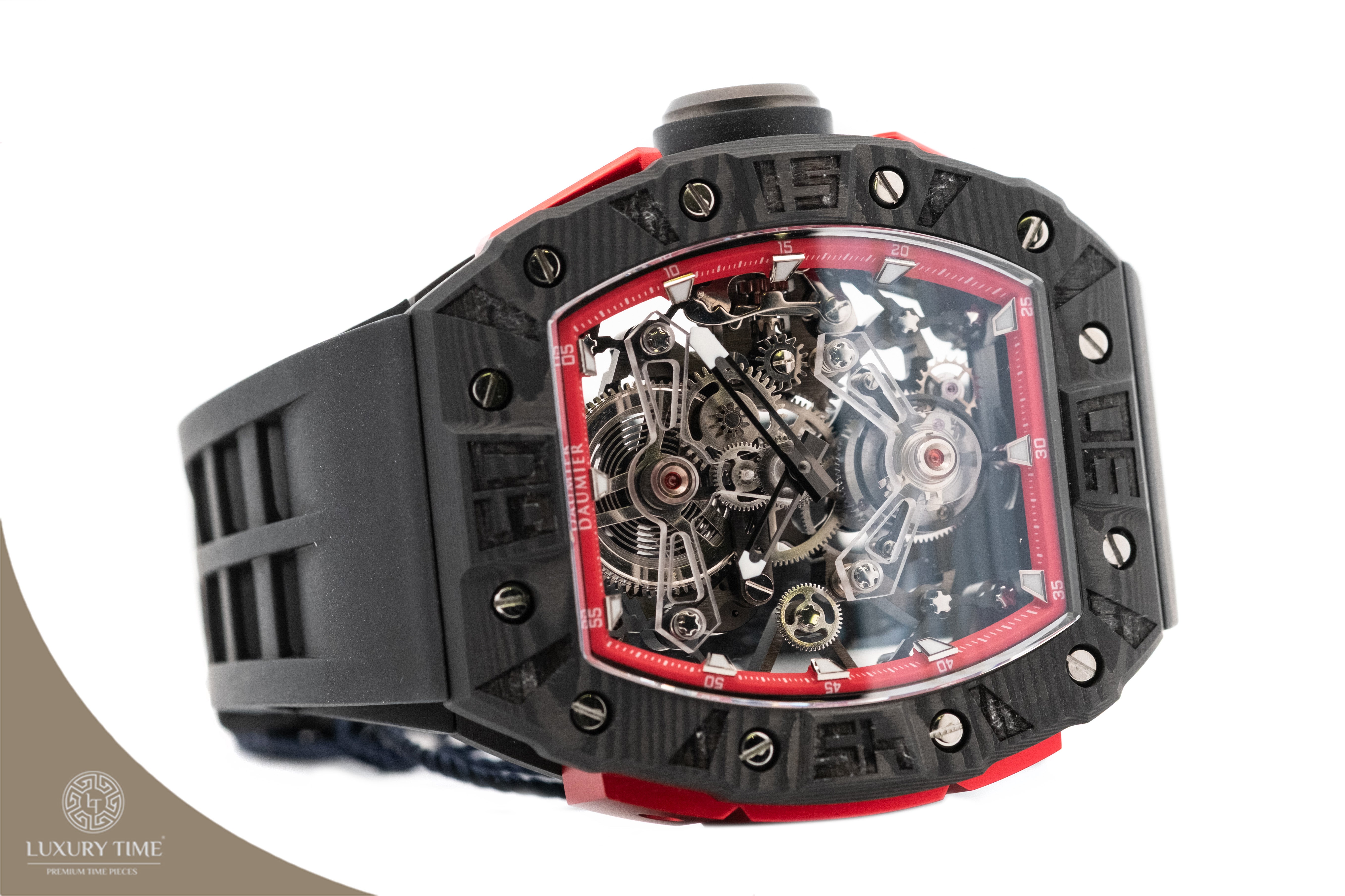 Daumier Skeleton Tourbillon Black & Red Men's Watch Watch