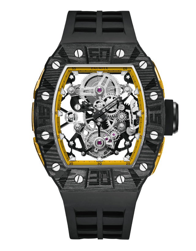 Daumier Skeleton Tourbillon Black & Yellow Men's Watch