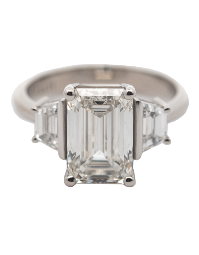 3.89CT Total Emerald Cut Diamond Ring in Platinum - Lab Grown Diamonds