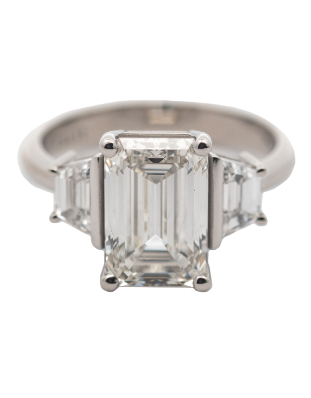 3.89CT Total Emerald Cut Diamond Ring in Platinum