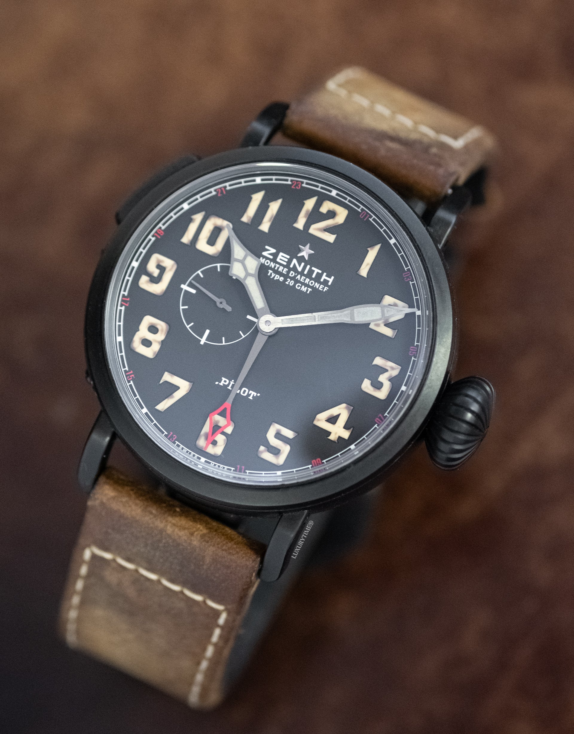 Zenith Pilot Montre d'Aeronef Type 20 GMT Mens Watch