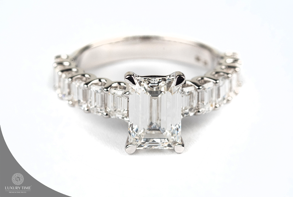 5.00CT Total Emerald Cut Diamond Ring in 14CT White Gold