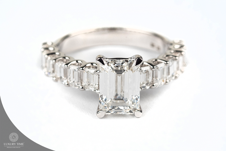 5.00CT Total Emerald Cut Diamond Ring in 14CT White Gold