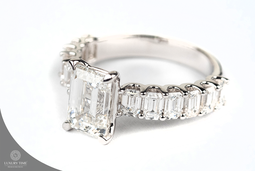 5.00CT Total Emerald Cut Diamond Ring in 14CT White Gold