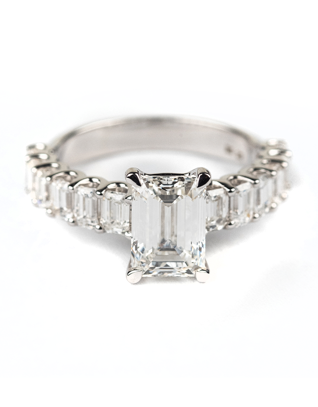 5.00CT Total Emerald Cut Diamond Ring in 14CT White Gold
