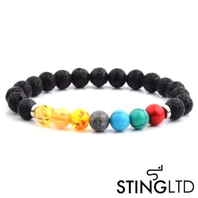 Lava Rock and Rainbow Beads Beaded Bracelet