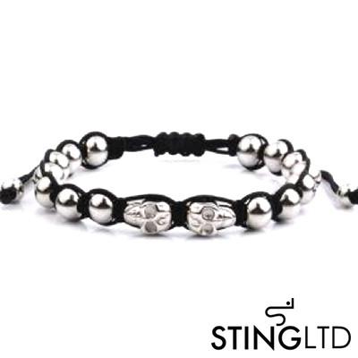 Skull Stainless Steel Beaded Macrame Bracelet Bracelet