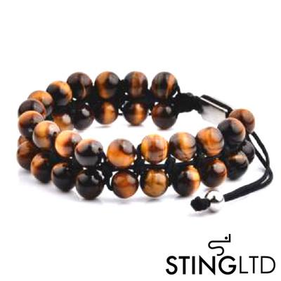 Tigers Eye Double Beaded Macrame Bracelet