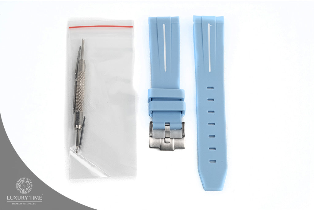 Light Blue Rubber Omega x Swatch Moonwatch Strap